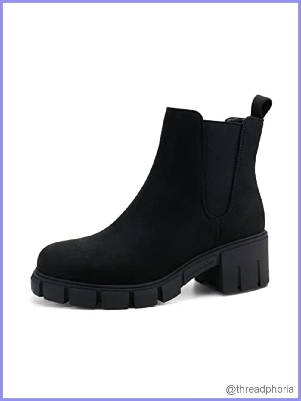 Womens Platform Chelsea Ankle Boots Chunky Heel Round Toe Pull On